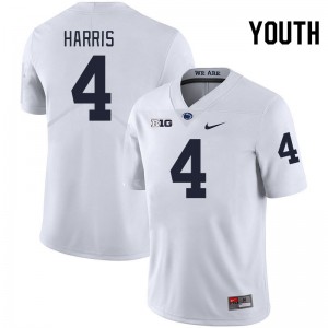 A.J. Harris PSU Youth Embroidery College Football #4 Jersey - White