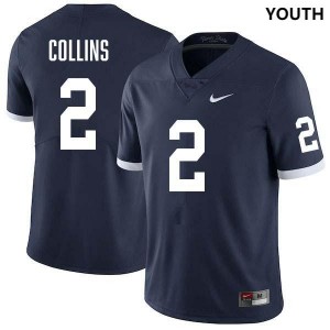 Audavion Collins Penn State Stitched Youth #2 College Football Jersey - Retro Navy