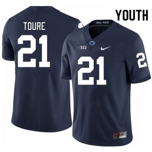 Vaboue Toure Penn State Embroidery #21 Youth College Football Jersey - Navy