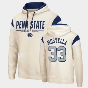 Bryce Mostella Nittany Lions #33 Fortress Mens Pullover Hoodie - Cream