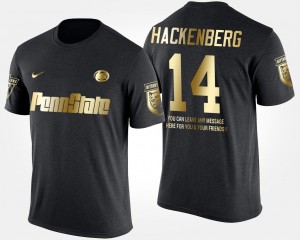 Christian Hackenberg PSU Men Short Sleeve With Message Gold Limited #14 T-Shirt - Black