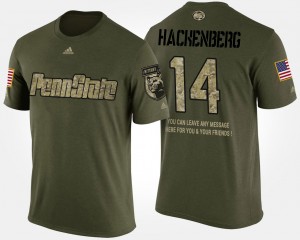 Christian Hackenberg Penn State Lions Military Short Sleeve With Message Men's #14 T-Shirt - Camo