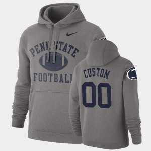 Custom Nittany Lions Men #00 Retro Football Pullover Hoodie - Heathered Gray