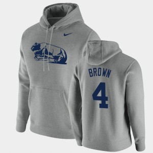 Journey Brown PSU Mens #4 Vintage School Logo Pullover Hoodie - Heathered Gray