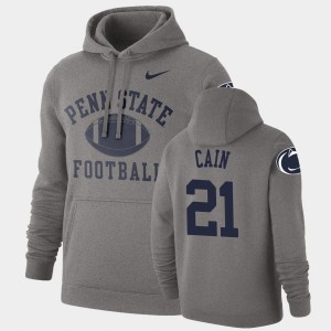 Noah Cain PSU Nittany Lions Men's Retro Football #21 Pullover Hoodie - Heathered Gray