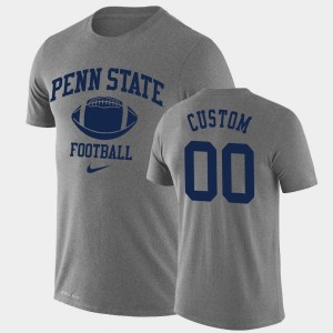 Custom PSU Lions Men #00 Lockup Legend Performance Retro Football T-Shirt - Heathered Gray