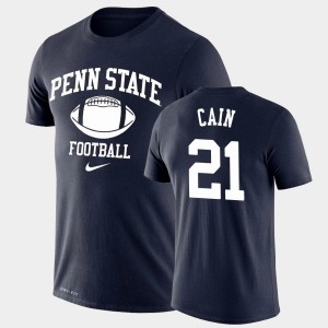 Noah Cain Lions Men Lockup Legend Performance #21 Retro Football T-Shirt - Navy