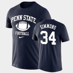 Shane Simmons PSU Lockup Legend Performance Retro Football Mens #34 T-Shirt - Navy