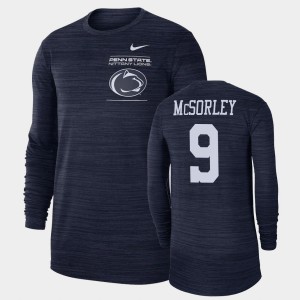 Trace McSorley Lions Men's Long Sleeve #9 2021 Sideline Velocity T-Shirt - Navy