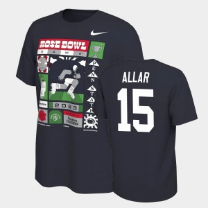 Drew Allar Penn State #15 College Football 2023 Rose Bowl Men T-Shirt - Navy