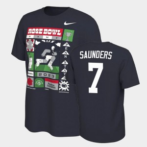 Kaden Saunders Penn State Men's #7 College Football 2023 Rose Bowl T-Shirt - Navy