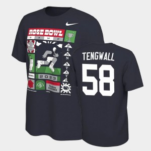 Landon Tengwall Penn State Lions 2023 Rose Bowl College Football Men #58 T-Shirt - Navy