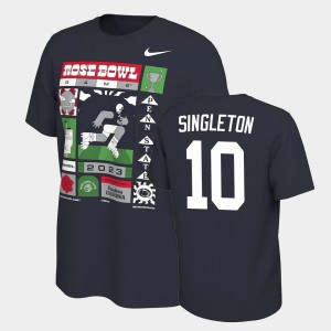 Nicholas Singleton Penn State Lions #10 2023 Rose Bowl Mens College Football T-Shirt - Navy