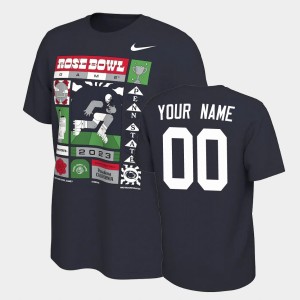 Custom PSU Nittany Lions College Football Men 2023 Rose Bowl #00 T-Shirt - Navy