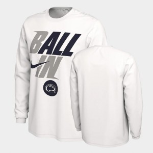 PSU Nittany Lions Mens Long Sleeve Ball In Bench T-Shirt - White