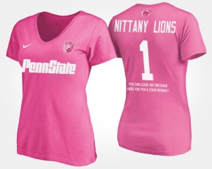 Penn State Lions #1 Name and Number Women No.1 Short Sleeve With Message T-Shirt - Pink